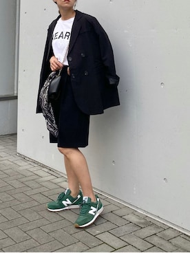 「バミューダパンツ」｜「アイテム（ジャケット/アウター）」を使った、mikaさん（レディース・157cm）の秋コーディネート