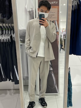 「tk.TAKEO KIKUCHI（ティーケータケオキクチ）のアイテム（ノーカラージャケット）」を使った、shouriさん（メンズ・177cm）の春コーディネート