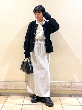 ペプラムニットカーディガンLS 143072を使った人気