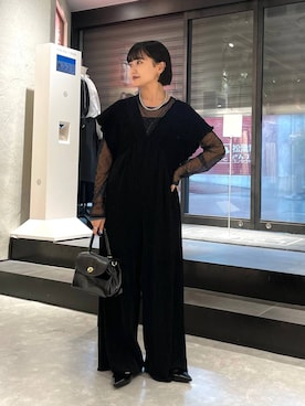 「アイテム（オールインワン・サロペット）」を使った、saeさん（レディース・155cm）の秋コーディネート