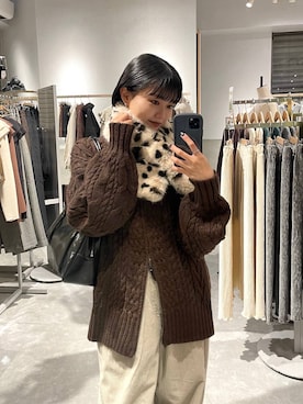 「アイテム（ネックウォーマー/スヌード）」を使った、saeさん（レディース・155cm）の秋コーディネート