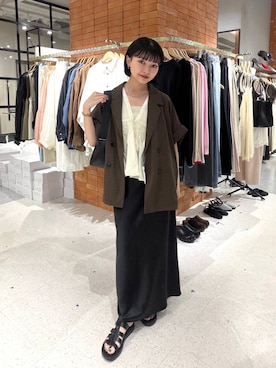 「LOWRYS FARM（ローリーズファーム）のステンレスフープチョーカー 127295（チョーカー、シルバー系）」を使った、saeさん（レディース・155cm）の春コーディネート