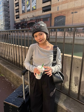 「LOWRYS FARM（ローリーズファーム）のアイテム（帽子）」を使った、saeさん（レディース・155cm）の春コーディネート