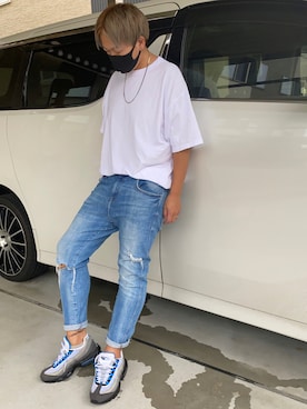 「RAGEBLUE（レイジブルー）のシリコンテンジクロングタンク/873711（タンクトップ）」を使った、X.Hiideさん（メンズ・178cm）の夏コーディネート