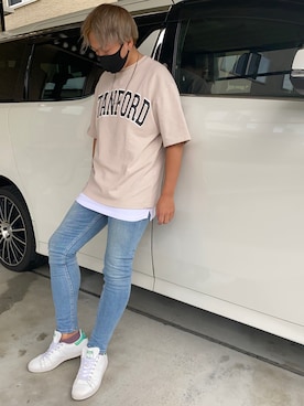 「RAGEBLUE（レイジブルー）のシリコンテンジクロングタンク/873711（タンクトップ）」を使った、X.Hiideさん（メンズ・178cm）の夏コーディネート