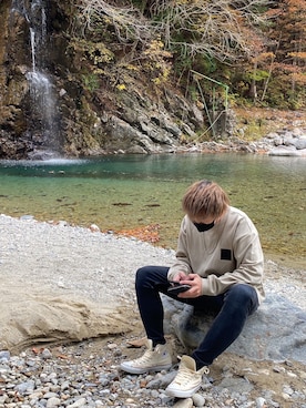 「RAGEBLUE（レイジブルー）のシリコンテンジクロングタンク/873711（タンクトップ）」を使った、X.Hiideさん（メンズ・178cm）の秋コーディネート