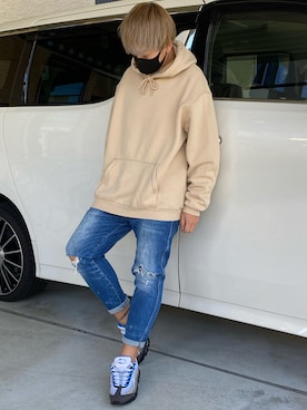 「H&M（エイチ・アンド・エム）のアイテム（パーカー）」を使った、X.Hiideさん（メンズ・178cm）の秋コーディネート