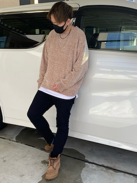 「RAGEBLUE（レイジブルー）のシリコンテンジクロングタンク/873711（タンクトップ）」を使った、X.Hiideさん（メンズ・178cm）の冬コーディネート