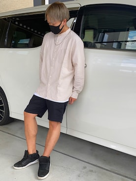 「RAGEBLUE（レイジブルー）のシリコンテンジクロングタンク/873711（タンクトップ）」を使った、X.Hiideさん（メンズ・178cm）の夏コーディネート