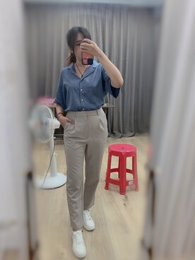 「NET（ネット）のアイテム（スラックス）」を使った、J.niiiiさん（レディース・160cm）の夏コーディネート