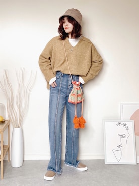「秋トレンド2021」｜「アイテム（スリッポン）」を使った、ひぃちゃんさん（レディース・163cm）の秋コーディネート