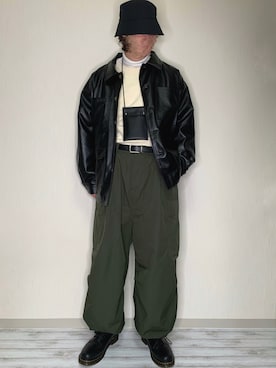 「Ellno Loset（エルノロゼット）のアイテム（ブルゾン）」を使った、うーいぇいぇいさん（メンズ・176cm）の冬コーディネート