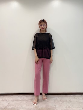 「アントマリーズ」｜「アイテム（スラックス）」を使った、カン JTさん（レディース・170cm）の春コーディネート