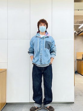 「RMCのアイテム（パンツ）」を使った、Ansonさん（メンズ・178cm）の冬コーディネート