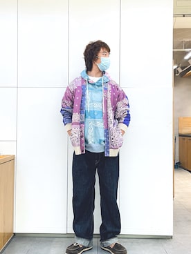 「RMCのアイテム（パンツ）」を使った、Ansonさん（メンズ・178cm）の冬コーディネート