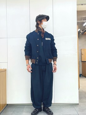 「Buzz Rickson's（バズリクソンズ）のアイテム（ノーカラージャケット）」を使った、Ansonさん（メンズ・178cm）の秋コーディネート
