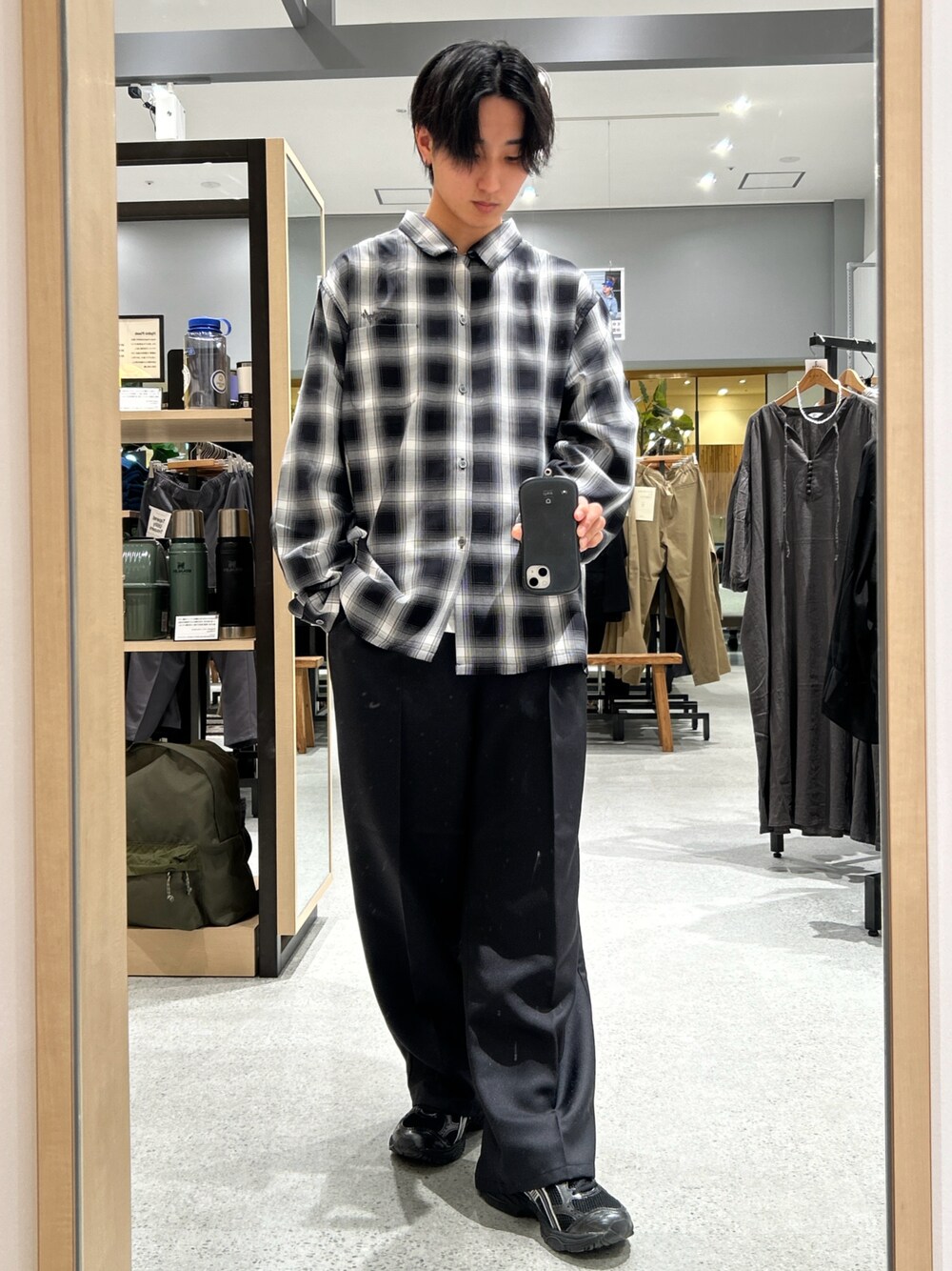 TOWNCRAFT（タウンクラフト）別注オンブレチェックオープンカラー