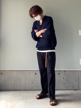 「URBANRESEARCH」｜「アイテム（スラックス）」を使った、りまんさん（メンズ・175cm）の夏コーディネート