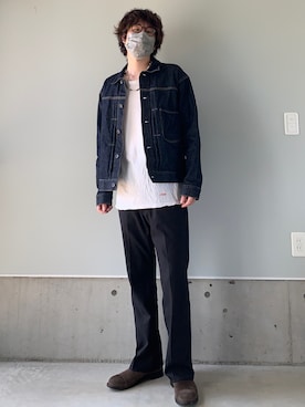 「Wrangler」｜「アイテム（デニムジャケット）」を使った、りまんさん（メンズ・175cm）の春コーディネート