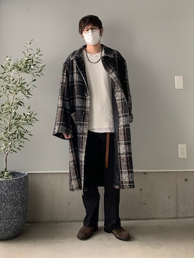 「Wrangler」｜「アイテム（ステンカラーコート）」を使った、りまんさん（メンズ・175cm）の冬コーディネート