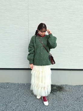 「アイテム（バレエシューズ）」を使った、nnkさん（レディース・157cm）の冬コーディネート