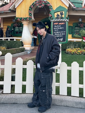 「アイテム（ブラック系）」を使った、どーんさん（メンズ・167cm）の冬コーディネート