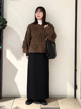 「LOWRYS FARM（ローリーズファーム）のヤワラカルイ２ＷＡＹショルダーＢＡＧ 115210（ショルダーバッグ、ブラック系）」を使った、もえこさん（レディース・156cm）の冬コーディネート