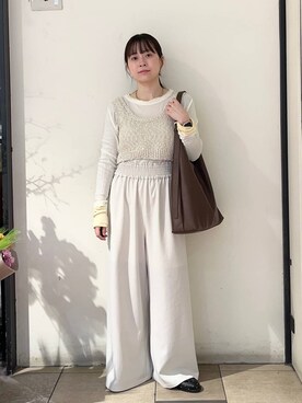 「LOWRYS FARM（ローリーズファーム）のヤワラカルイ２ＷＡＹショルダーＢＡＧ 115210（ショルダーバッグ、ブラウン系）」を使った、もえこさん（レディース・156cm）の冬コーディネート