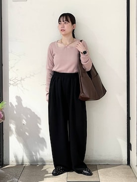 「アイテム（スウェットパンツ）」を使った、もえこさん（レディース・156cm）の冬コーディネート