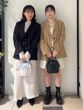「アイテム（ボストンバッグ、シルバー系）」を使った、もえこさん（レディース・156cm）の秋コーディネート