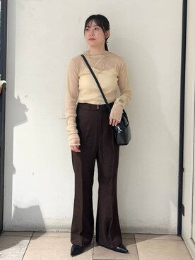 「アイテム（モカシン/デッキシューズ）」を使った、もえこさん（レディース・156cm）の秋コーディネート
