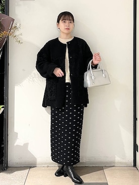 「アイテム（ボストンバッグ、シルバー系）」を使った、もえこさん（レディース・156cm）の秋コーディネート