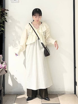 2WAYフリルギャザーワンピース 146695を使った人気ファッション