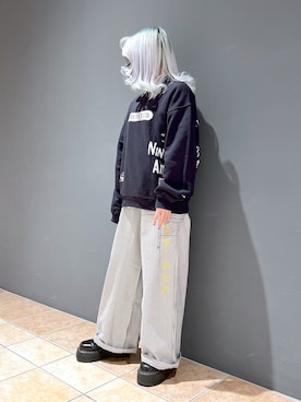 「AVIREX（アヴィレックス）のLINE CREW SOCKS/ ラインクルーソックス（ソックス/靴下）」を使った、かさん（レディース・146cm）の秋コーディネート