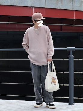 「LAKOLE（ラコレ）のアイテム（トートバッグ）」を使った、naokさん（メンズ・175cm）の春コーディネート
