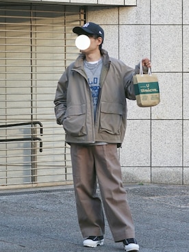 「ミニトート」｜「アイテム（ブルゾン）」を使った、naokさん（メンズ・175cm）の冬コーディネート