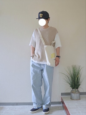 「ODD STUDIO（オッドスタジオ）のアイテム（バッグ）」を使った、naokさん（メンズ・175cm）の夏コーディネート