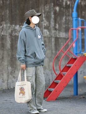 「LAKOLE（ラコレ）のアイテム（トートバッグ）」を使った、naokさん（メンズ・175cm）の秋コーディネート