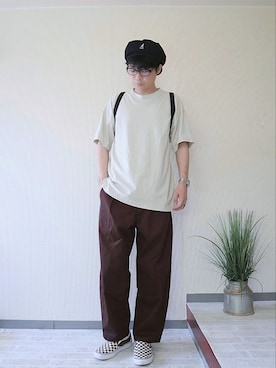 「KANGOL（カンゴール）のアイテム（キャスケット）」を使った、naokさん（メンズ・175cm）の夏コーディネート