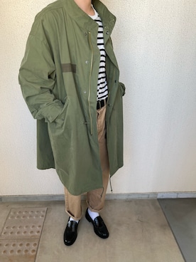 「CPCM（シーピーシーエム）のアイテム（モッズコート）」を使った、タクマさん（メンズ・179cm）の春コーディネート