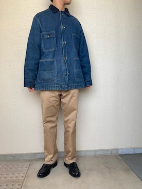 「DANTON（ダントン）のアイテム（チノパンツ）」を使った、タクマさん（メンズ・179cm）の冬コーディネート