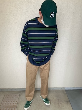 「DANTON（ダントン）のアイテム（チノパンツ）」を使った、タクマさん（メンズ・179cm）の春コーディネート