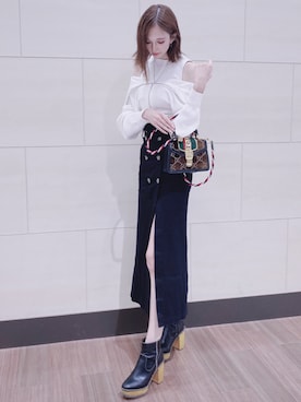 「アイテム（スカート）」を使った、ULWさん（レディース・170cm）の秋コーディネート