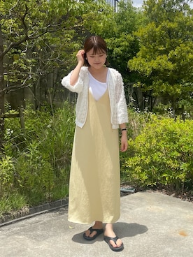 「イエローコーデ」｜「アイテム（ジャケット/アウター）」を使った、kanaguchiさん（レディース・164cm）の夏コーディネート