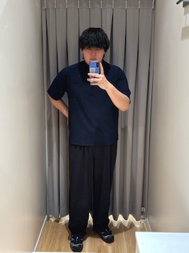 「ITEMS URBANRESEARCH（アイテムズ アーバンリサーチ）の2wayストレッチクルーネック布帛Tシャツ（Tシャツ/カットソー、ブラック系）」を使った、たちばなさん（メンズ・180cm）の春コーディネート