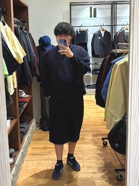 「EKAL（エカル）のDOT AIR LONG-SLEEVE PULLOVER（Tシャツ/カットソー、ブルー系）」を使った、たちばなさん（メンズ・180cm）の春コーディネート