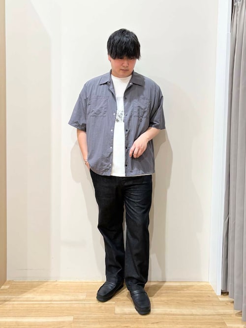 『撥水/イージーケア/接触冷感/UVカット』タスランナイロンスナップボタン半袖シャツ