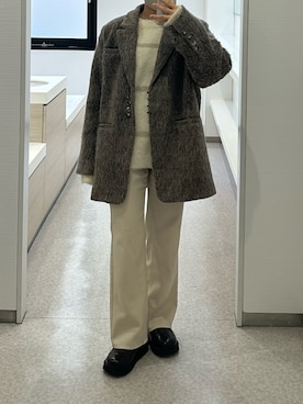 「シャギー」｜「アイテム（ジャケット/アウター）」を使った、Mioさん（レディース・153cm）の冬コーディネート