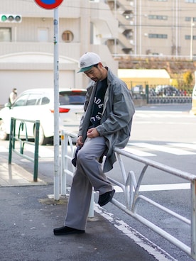 「UNIVERSAL OVERALL（ユニバーサルオーバーオール）のアイテム（キャップ）」を使った、Mr.KPさん（メンズ・175cm）の冬コーディネート