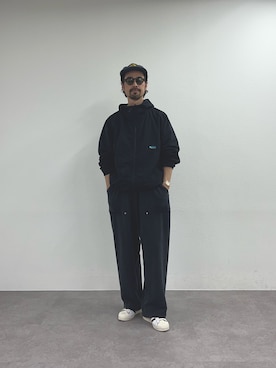 「Franklin Climbing（フランクリンクライミング）の≪26SS展示会アイテム≫【Franklin Climbing】撥水/男女兼用/ナイロンマウンテンパーカー/ナイロンジャケット（パーカー、ブラック系）」を使った、Mr.KPさん（メンズ・175cm）の春コーディネート